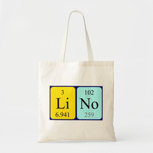 Sac fourre-tout de nom de table périodique Lino (Devant)