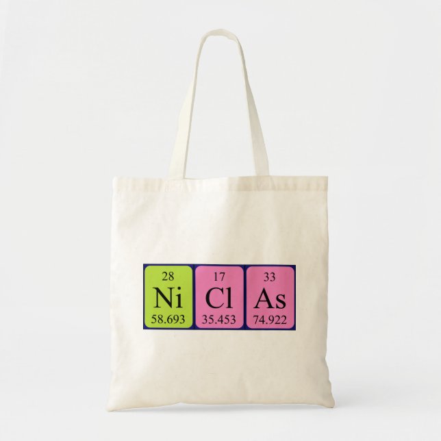 Sac fourre-tout de nom de table périodique Niclas (Devant)