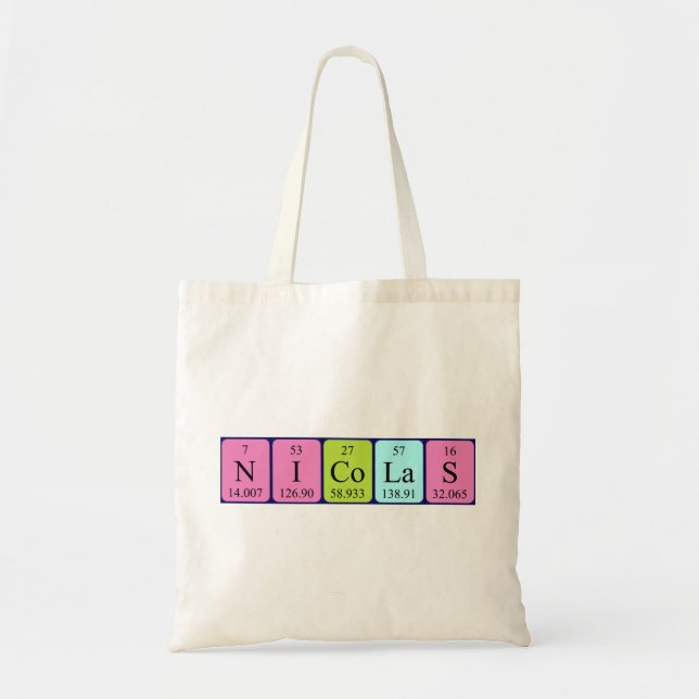 Sac fourre-tout de nom de table périodique Nicolas (Devant)