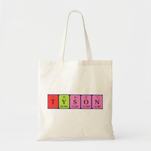 Sac fourre-tout de nom de table périodique Tyson (Devant)