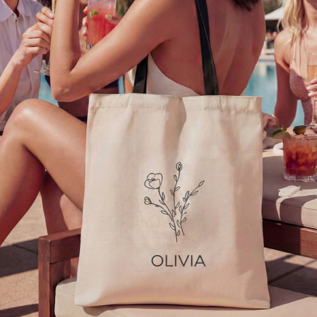 Sac fourre-tout de nom du Fleur sauvage rustique B (Créateur téléchargé)