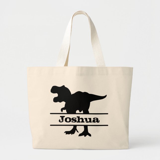 Sac fourre-tout de nom personnalisé Dinosaur (Devant)