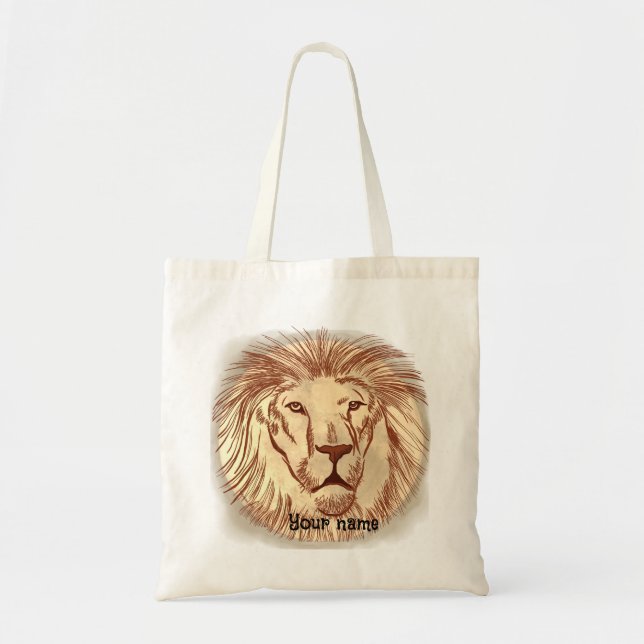 Sac fourre-tout de nom personnalisé Lion Face (Devant)