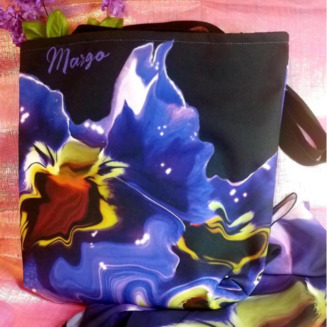 Sac fourre-tout de passion violet et jaune (Purple and Yellow Passion Tote Bag With Matching Scarf)