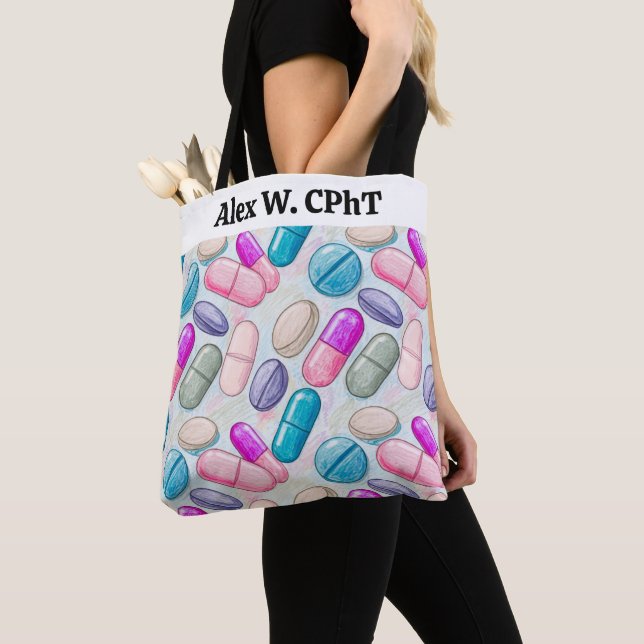Sac fourre-tout de pharmacie personnalisé pilules  (De près)