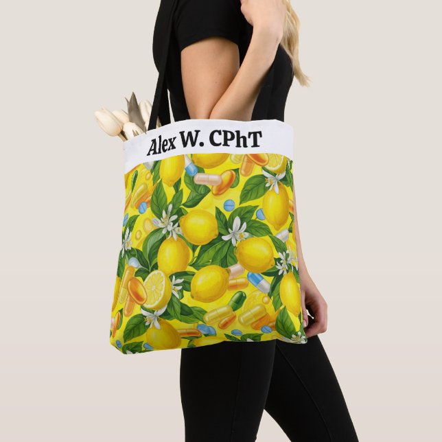 Sac fourre-tout de pharmacie personnalisée Citron  (De près)