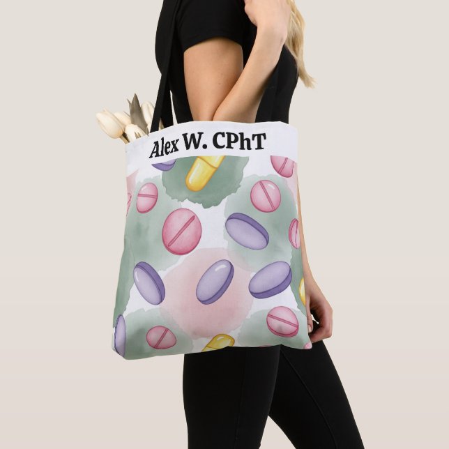 Sac fourre-tout de pharmacie personnalisée rose vi (De près)