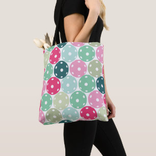 Sac fourre-tout de Pickleballs rose et vert pastel