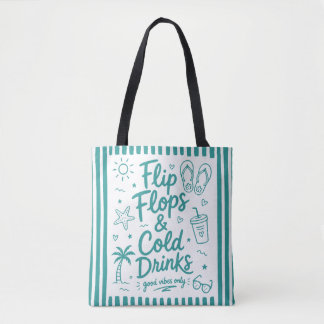 Sac fourre-tout de plage d'été Flip Flops & Cold D