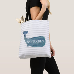 Sac fourre-tout de plage Nautical Whale Shiplap