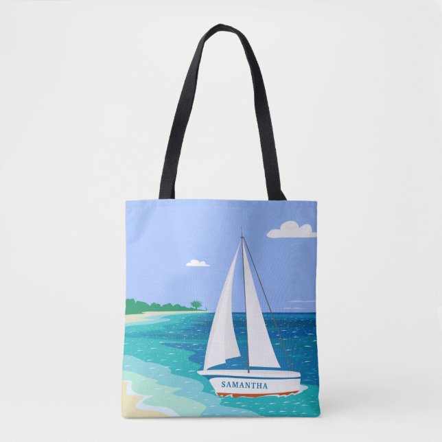 Sac fourre-tout de plage Tropical de bord de mer d (Devant)