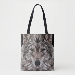 Sac fourre-tout de portrait géométrique Wolf Lone