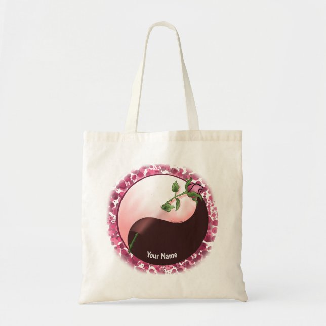 Sac fourre-tout de rose rouge Yin Yang (Devant)