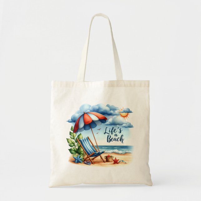 sac fourre-tout de scène de plage "Life's A Beach" (Devant)
