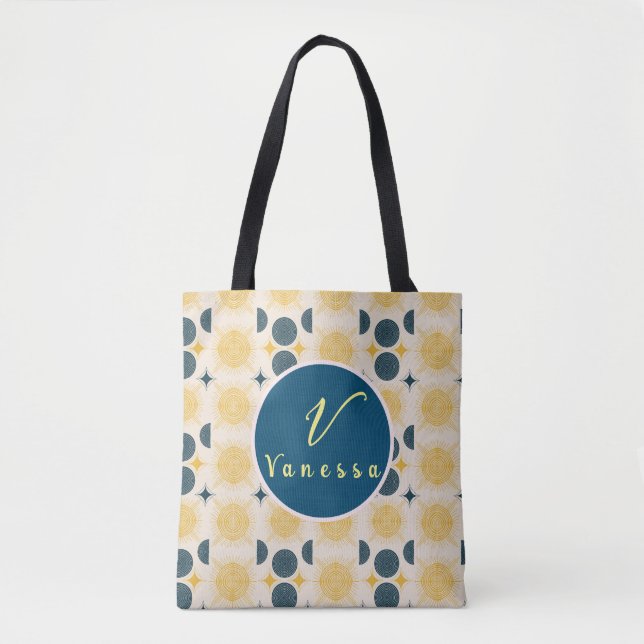 Sac fourre-tout de script du monogramme de la lune (Devant)