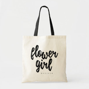 Sac fourre-tout de script noir Flower Girl - perso