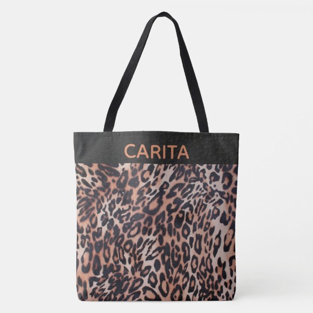 Sac fourre-tout de texture de peau de léopard pers (Devant)