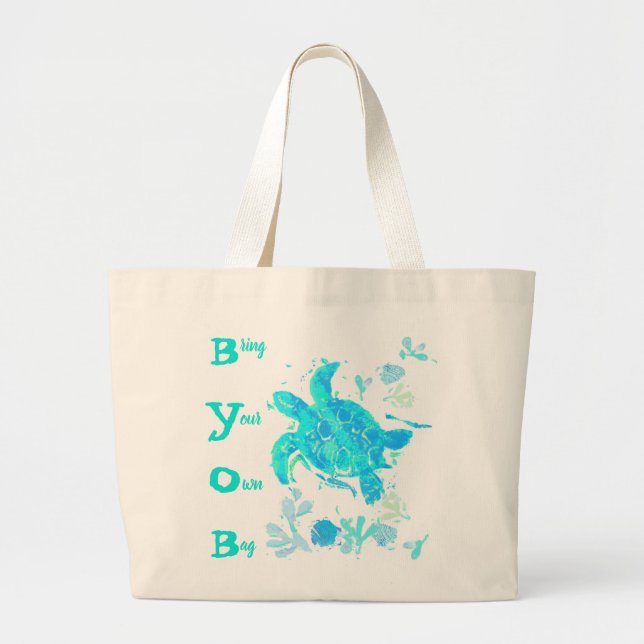 Sac fourre-tout de tortue de mer "Apportez votre p (Devant)
