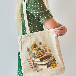 Sac fourre-tout de tournesol et de livres