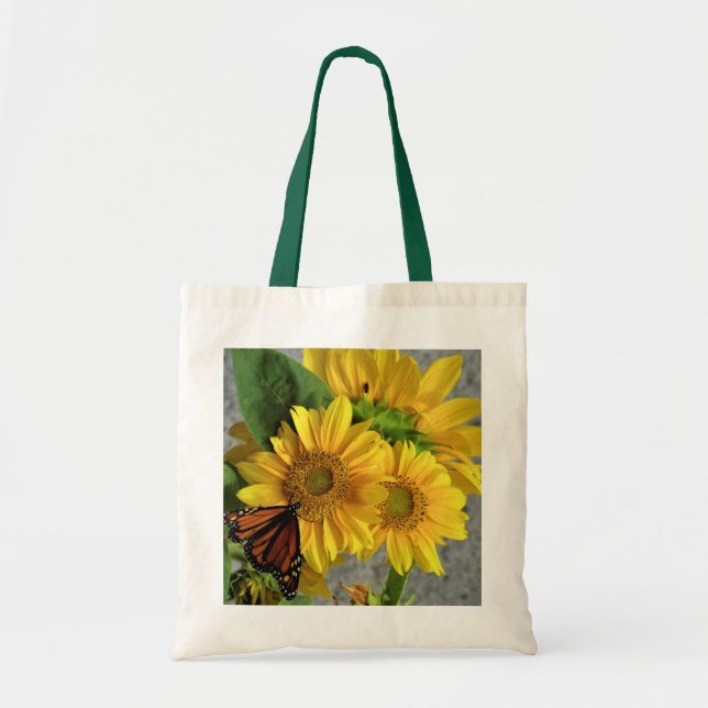 Sac fourre-tout de tournesol et papillon monarque (Devant)