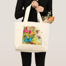 Sac fourre-tout de tulipes et papillons