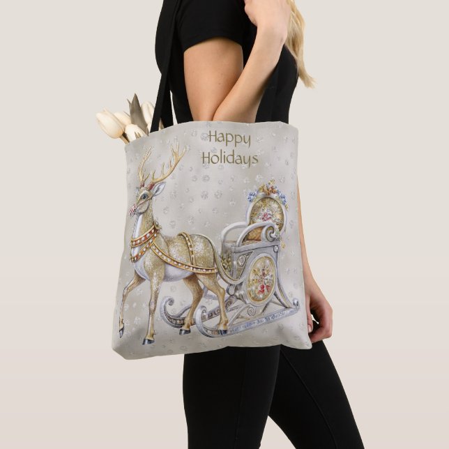 Sac fourre-tout de vacances Reindeer Sleigh (De près)