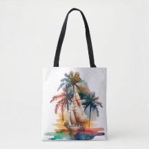 Sac fourre-tout de voilier coloré Tropical Palm