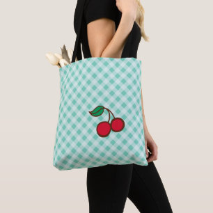 Sac fourre-tout de voyage rétro à carreaux cerise 