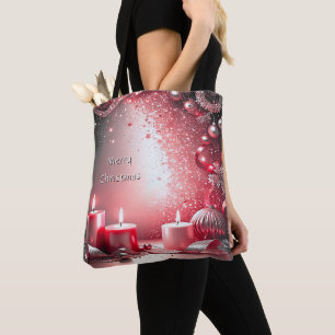 Sac fourre-tout décoratif de Noël avec bougies rou