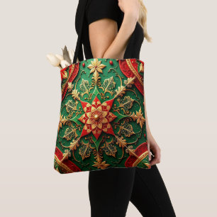 Sac fourre-tout décoratif rouge vert pour Noël