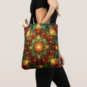 Sac fourre-tout décoratif vert rouge pour Noël