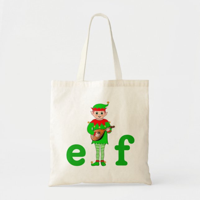 Sac fourre-tout d'elfes musicaux de Noël moderne (Devant)