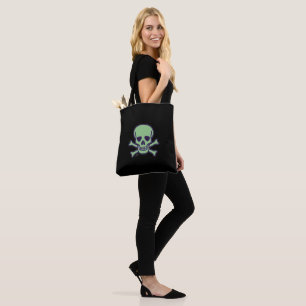 Sac fourre-tout d'épaule noire du crâne vert