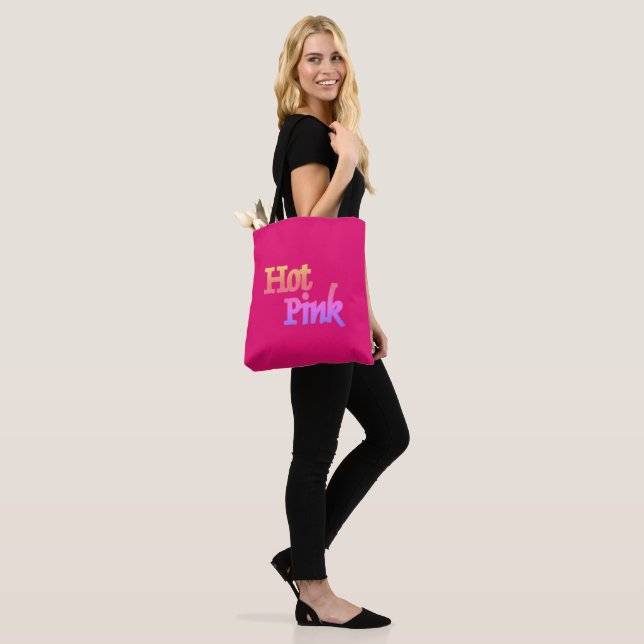 Sac fourre-tout d'épaule rose chaud (Sur le modèle)