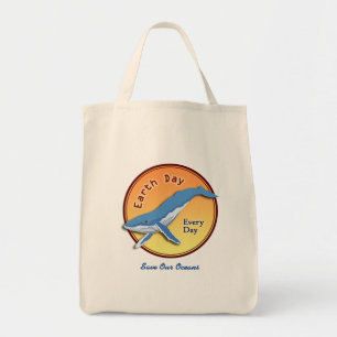 Sac fourre-tout d'épicerie de baleine de jour des 