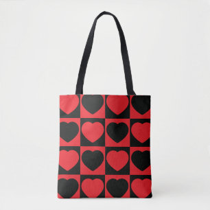 sac fourre-tout des coeurs noirs et rouges