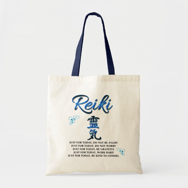 Sac fourre-tout des principes de Reiki Bleu (Devant)