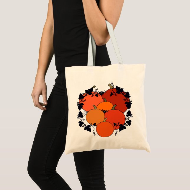Sac fourre-tout design citrouille d'automne. (Devant (produit))