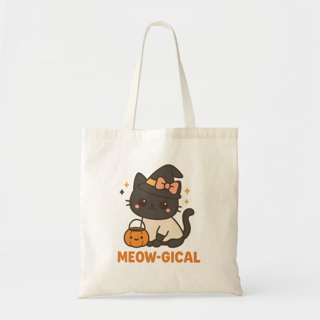 Sac fourre-tout d'Halloween mélodique - Chat sorci (Devant)