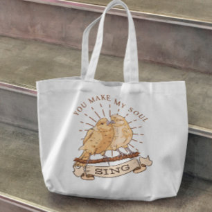 Sac fourre-tout d'illustration de couple d'oiseaux