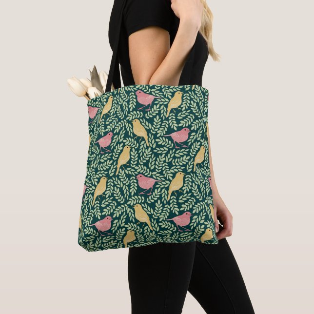 Sac fourre-tout d'impression botanique d'oiseaux (De près)