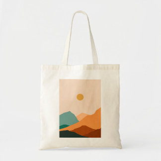 sac fourre-tout d'impression soleil et montagnes d