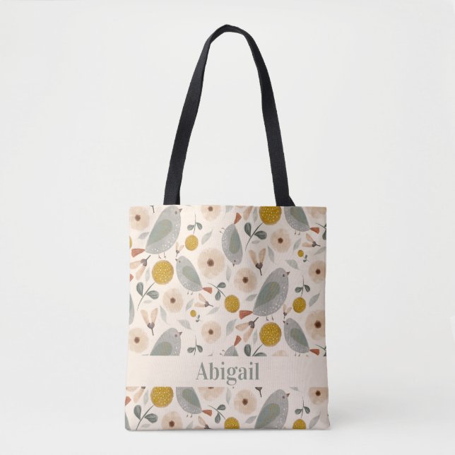 Sac fourre-tout doux aux petits oiseaux (Devant)