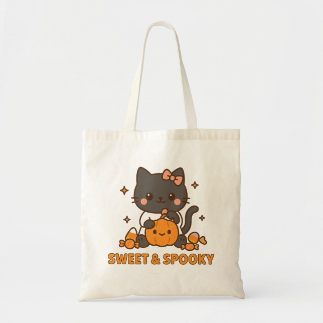 Sac fourre-tout doux et Éffrayant d'Halloween Cute (Devant)