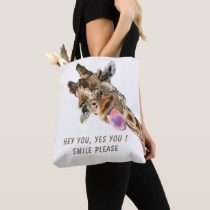 Sac fourre-tout drôle de girafe - Texte personnali