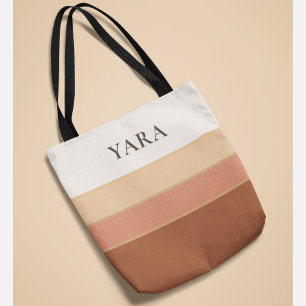 Sac fourre-tout élégant à rayures avec nom – Chic