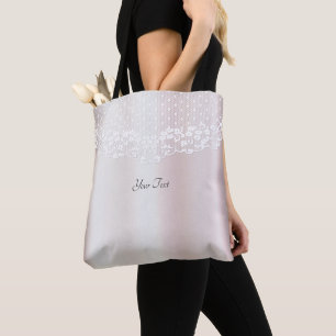 Sac fourre-tout élégant en dentelle blanche floral
