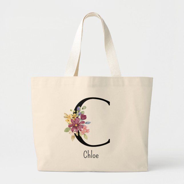 Sac fourre-tout en alphabet de fleurs sauvages pou (Devant)