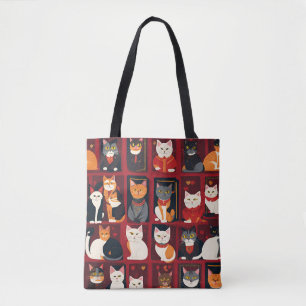 sac fourre-tout en art Ai de chats patchwork