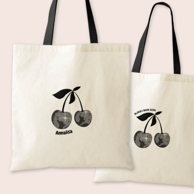Sac fourre-tout en cerise noire pour dernière soir (Last Disco Bachelorette Party Black Cherry Tote
)